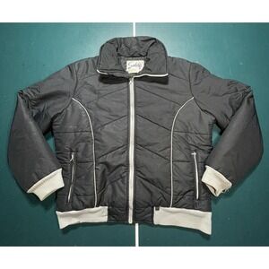 Vintage Subello Bomber‎ Ski Jacket Mens Size XL Black Gray Quilted Liner 80s